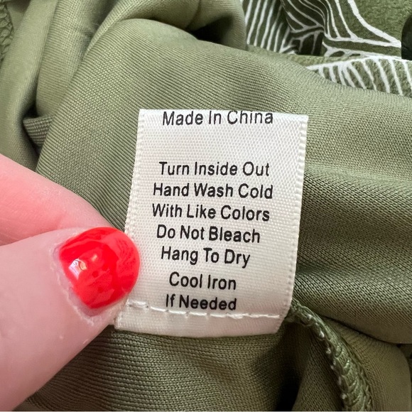 Blu Pepper Spaghetti Strap Square Neck Wrap Green Dress Lg Tropical Resortwear - Picture 8 of 10